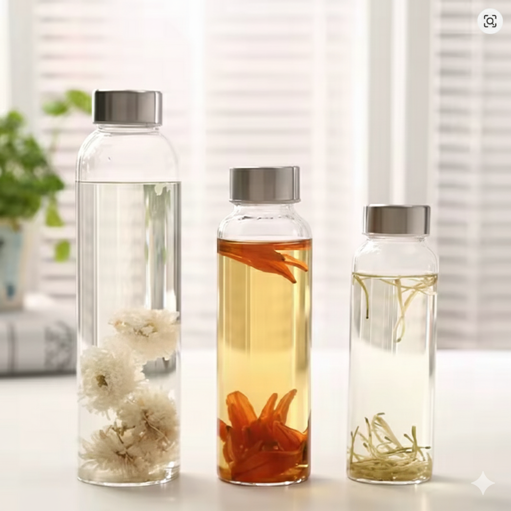 Gourde en verre transparant