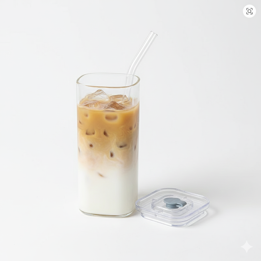 Gourde en verre avec paille - Late