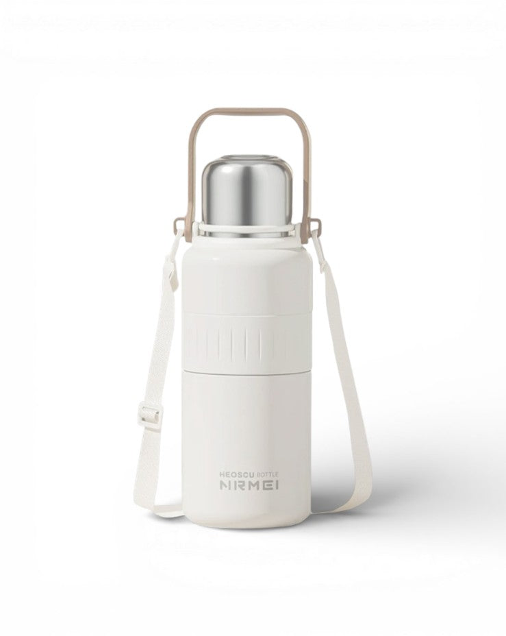 Bouteille Isotherme Inox Grande Capacité – Gourde Thermos Sous Vide avec Bandoulière, Portable Outdoor