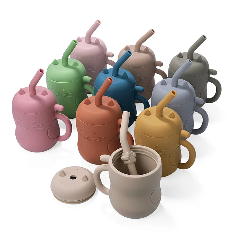 Gobelet enfant anti fuite avec paille - Chat