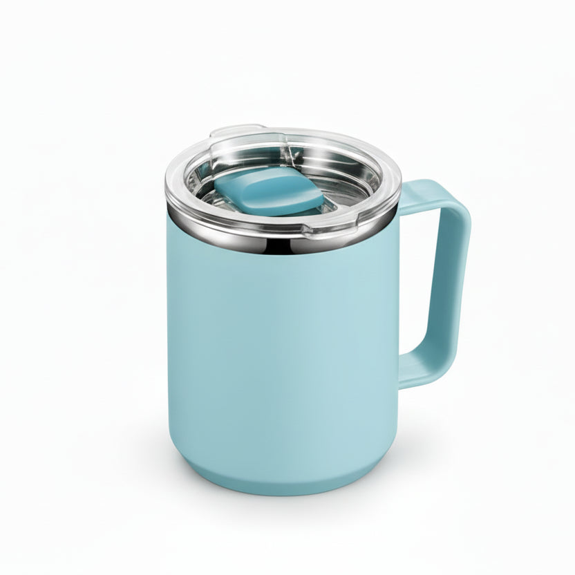 Tasse Isotherme Inox 450ml avec Poignée et Paille - Pratica