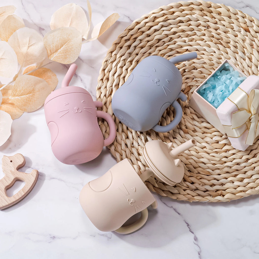 Gobelet enfant anti fuite avec paille - Chat