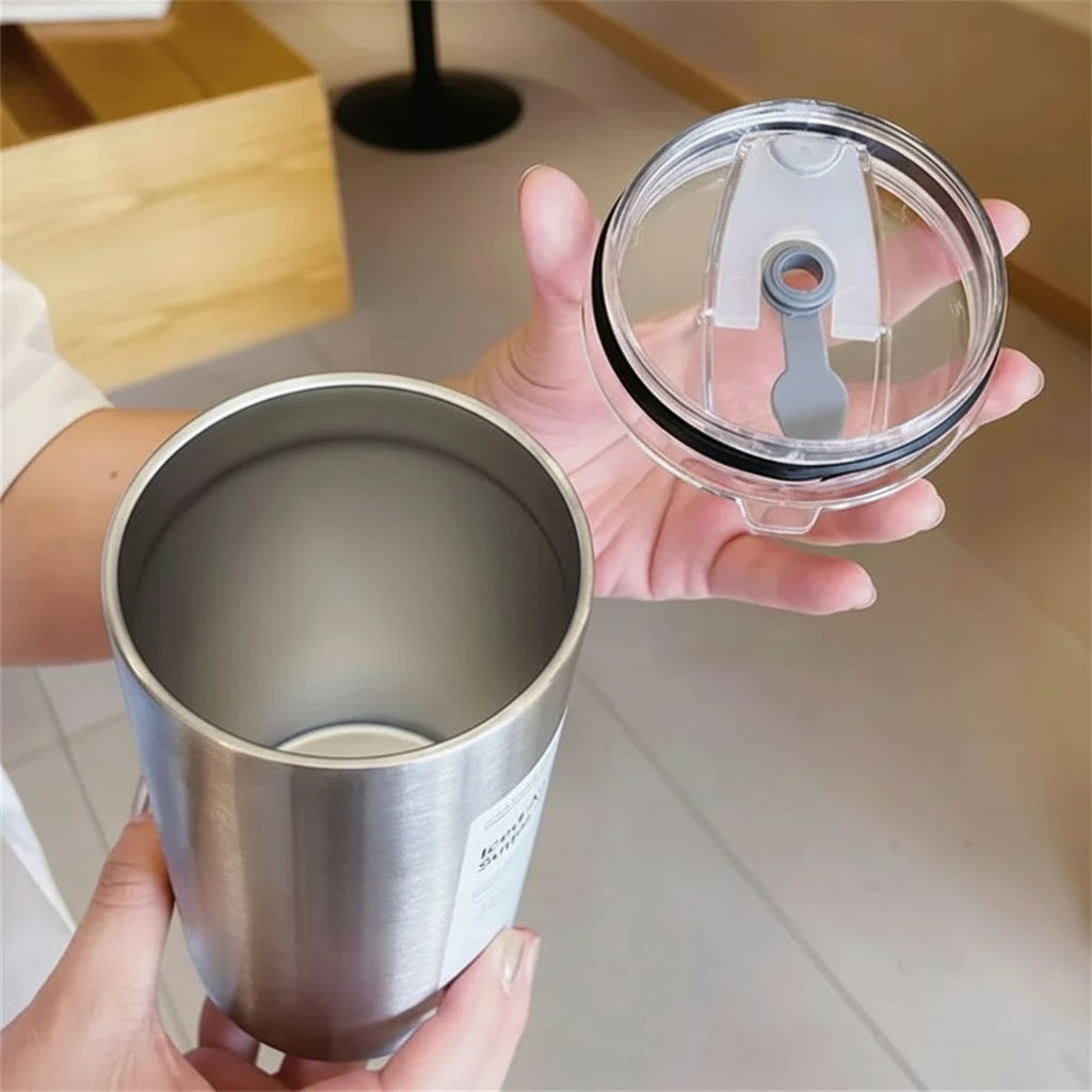 Tasse à café isotherme acier inoxydable avec paille