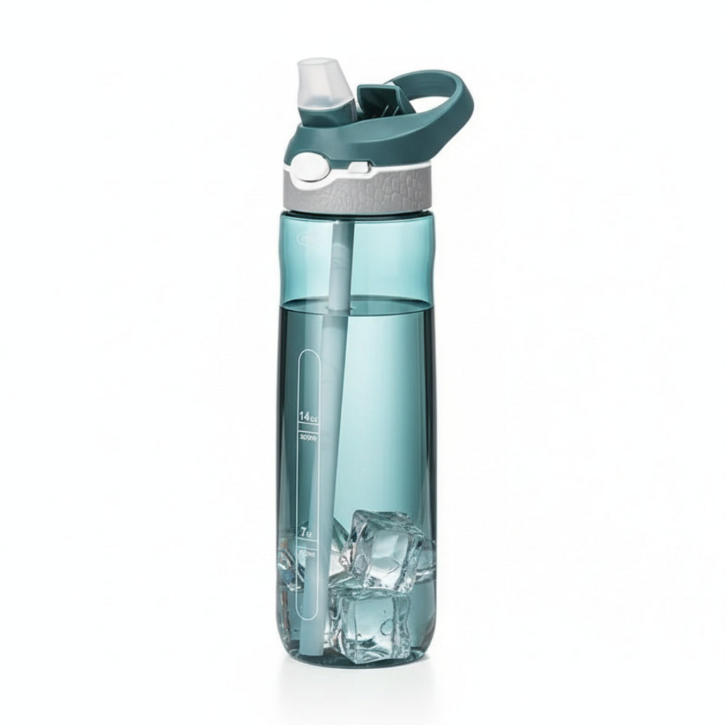 Gourde de sport avec paille intégrée - Flux transparent