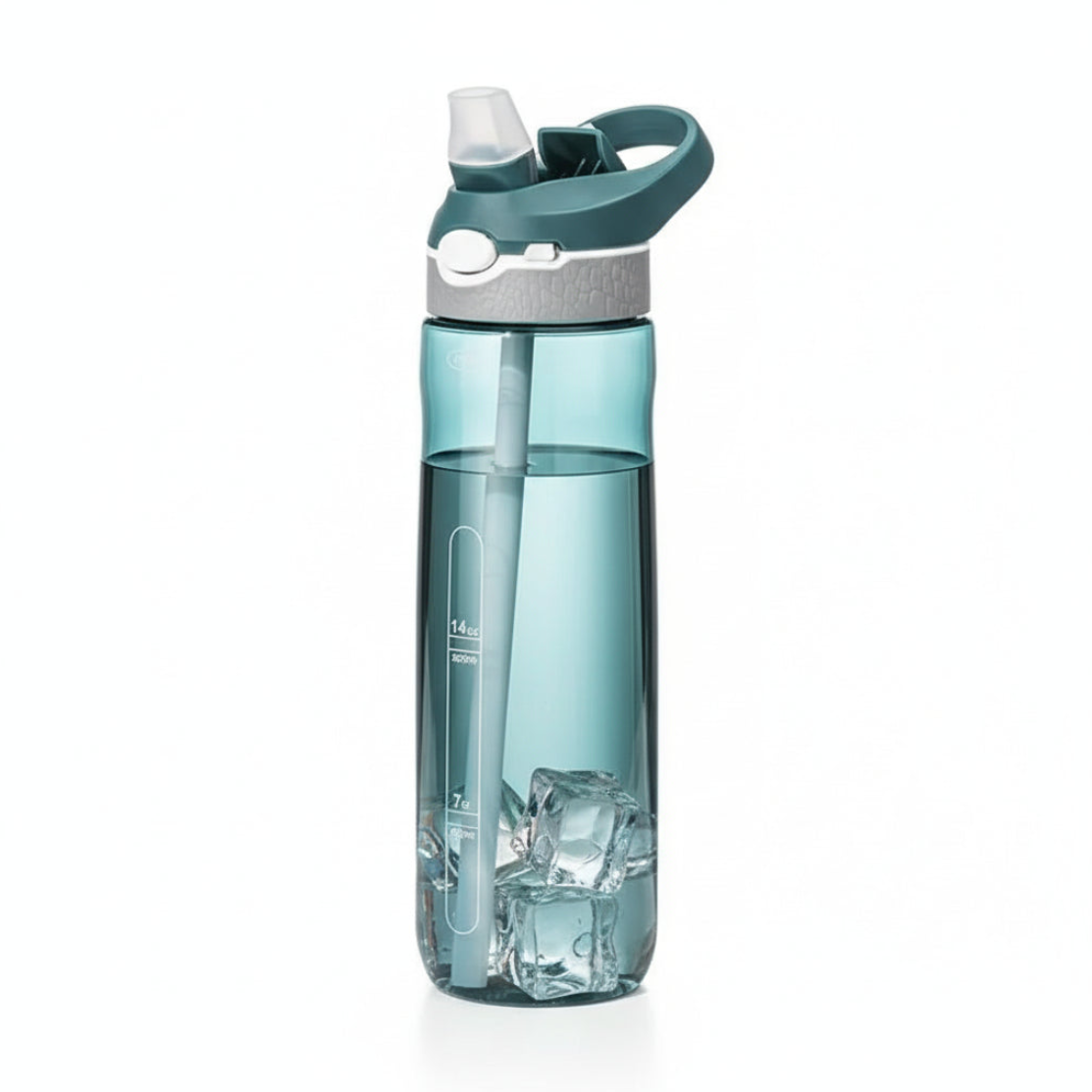 Gourde de sport avec paille intégrée - Flux transparent